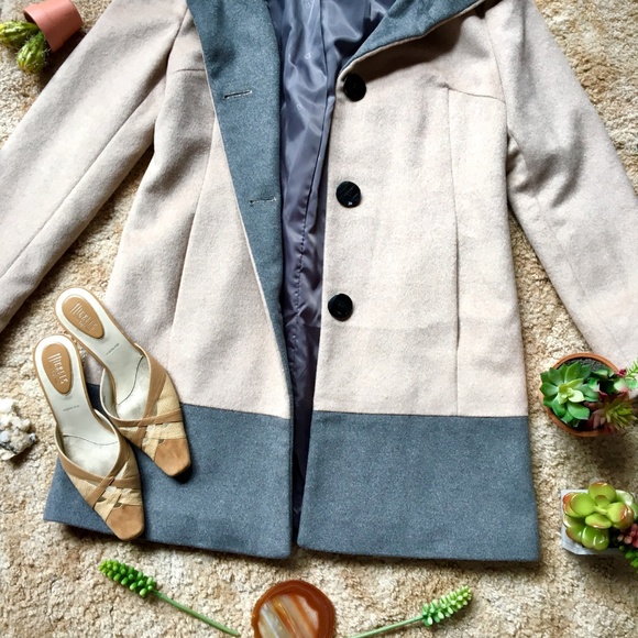 {Ellen Tracy} Wool Angora Blend Grey & Tan Coat 12 - Picture 4 of 8